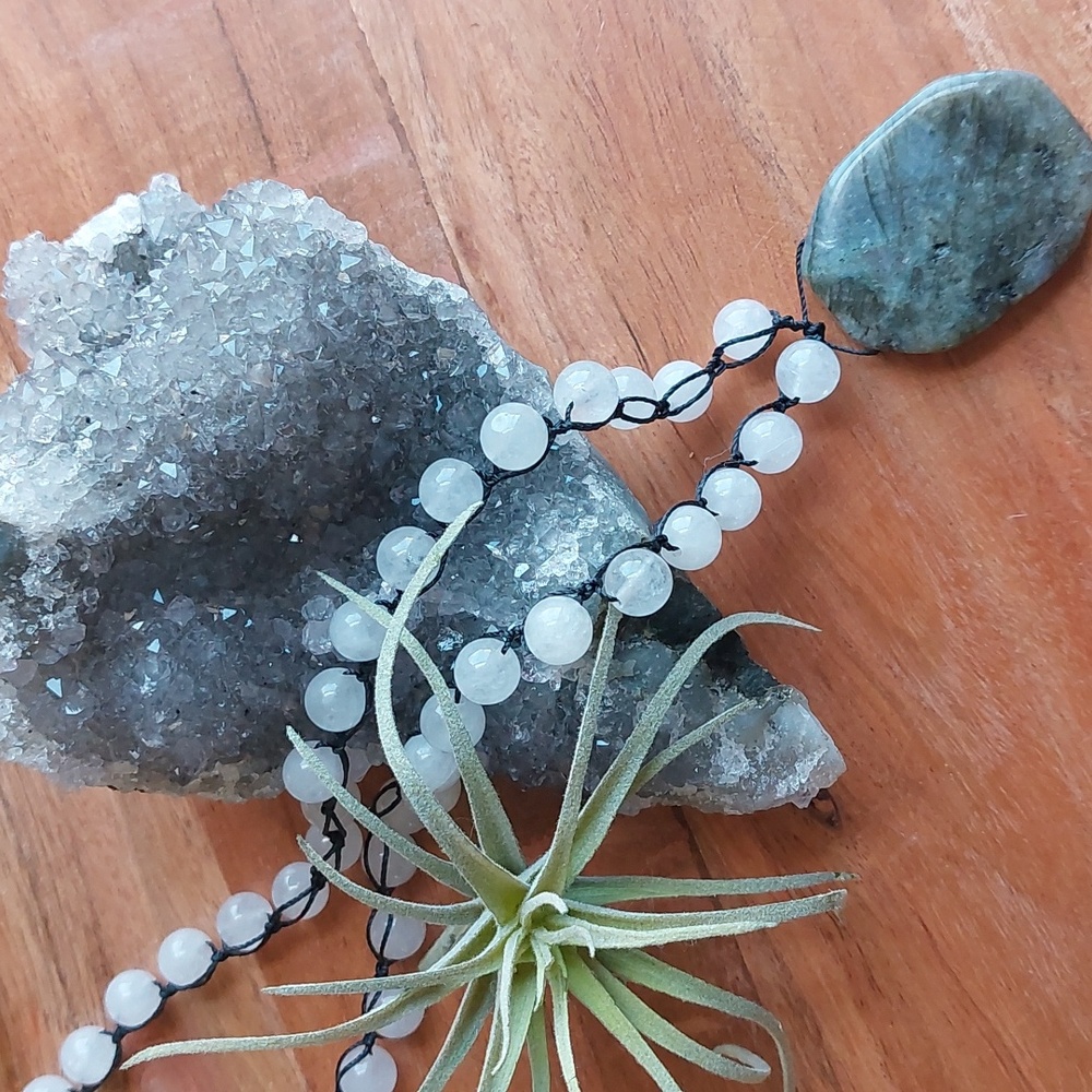 Labradorite And Quartz Necklace Handcraftef by Rust Belt Raised